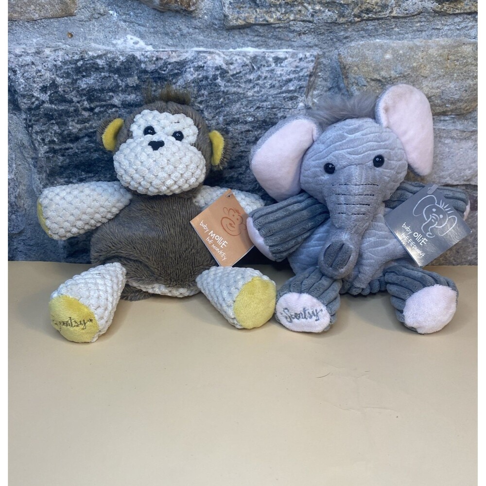 Scentsy Buddy Mollie the Monkey & Ollie the Elephant Plush 9" Stuffed Animals